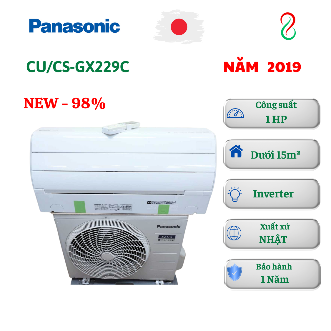 Máy lạnh Panasonic nội địa Nhật 1HP CS-GX229C
