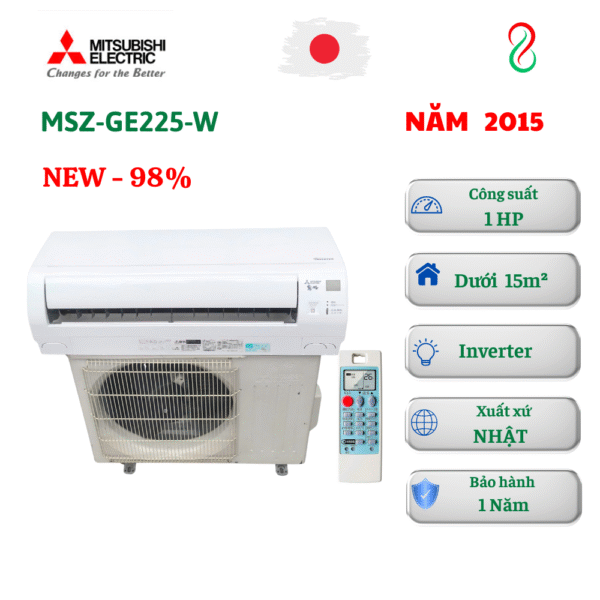 Máy lạnh nội địa Nhật Mitsubishi 1HP MSZ-GE225-W Inverter 2 chiều
