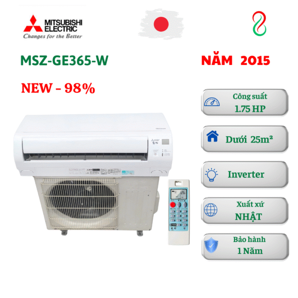 Máy lạnh nội địa Nhật Mitsubishi 1.75HP MSZ-GE365-W Inverter 2 chiều