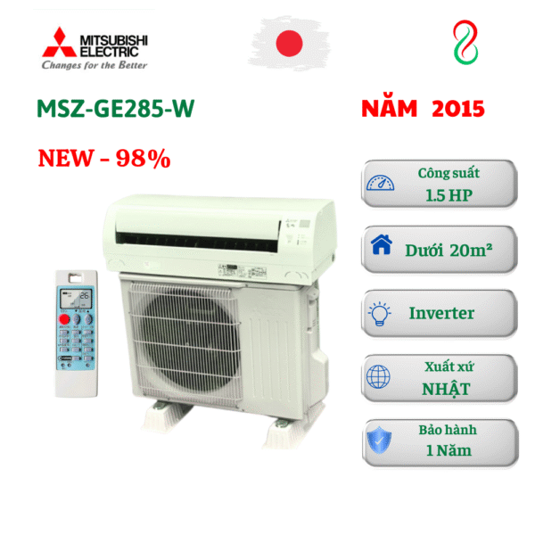 Máy lạnh nội địa Nhật Mitsubishi 1.5HP MSZ-GE285-W Inverter 2 chiều