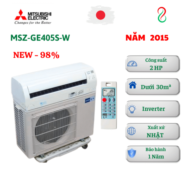 Máy lạnh nội địa Nhật Mitsubishi 2HP MSZ-GE405S-W Inverter 2 chiều