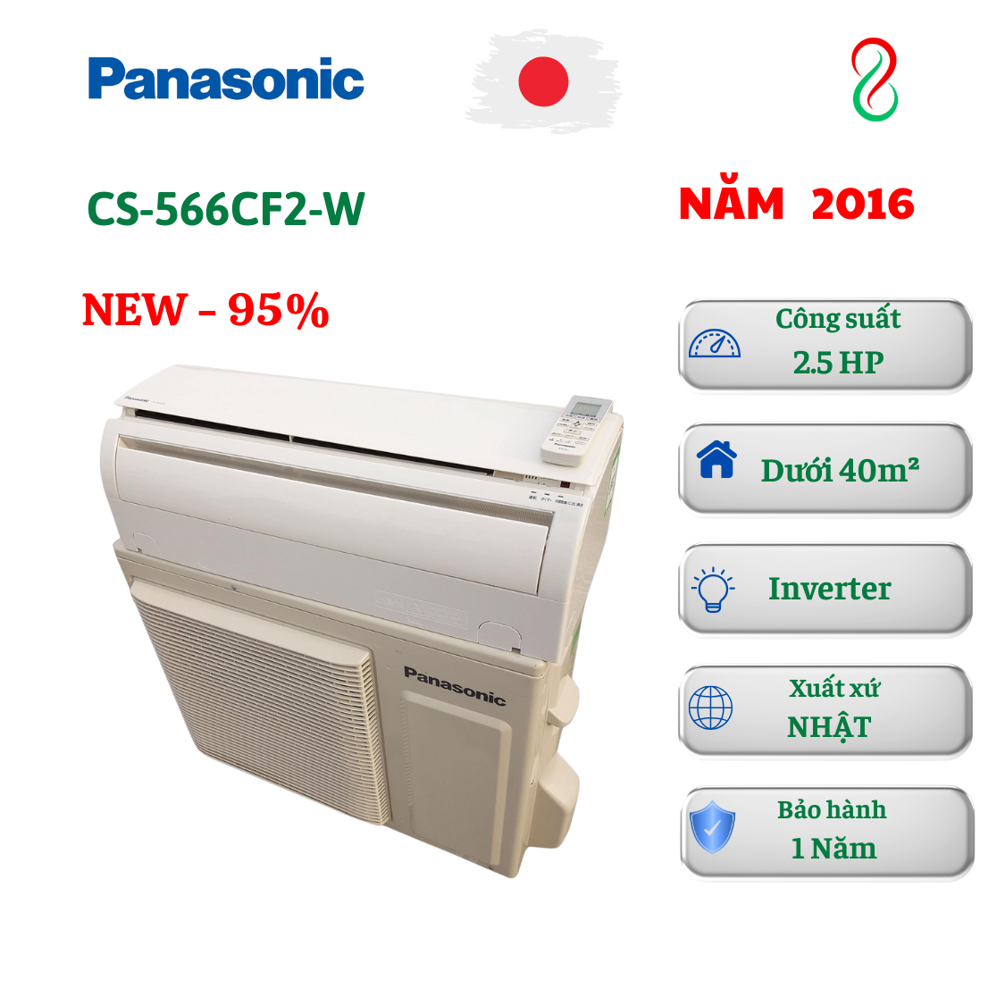 Máy lạnh Panasonic nội địa Nhật 2.5HP CS-566CF2